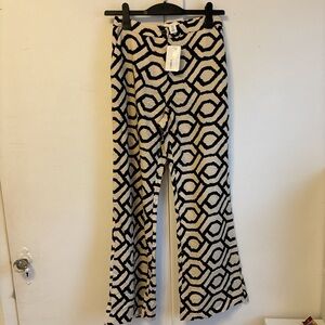 Cream w/ black pattern trousers
